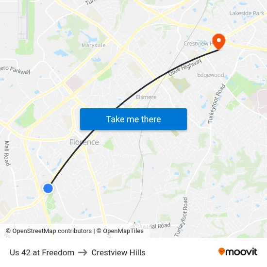 Us 42 at Freedom to Crestview Hills map