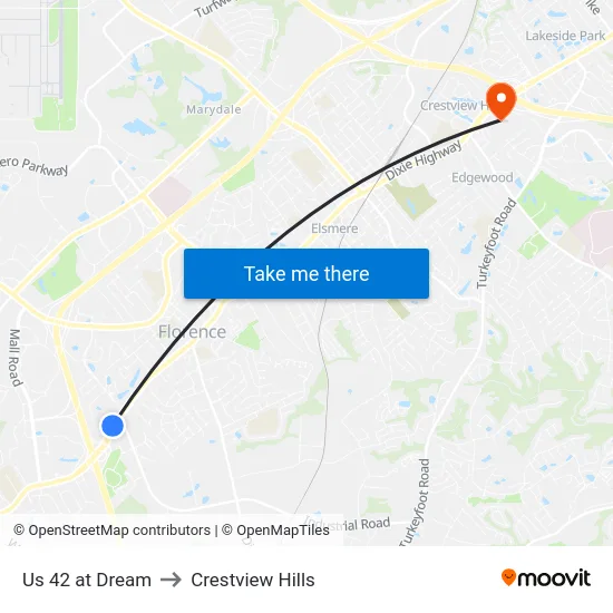 Us 42 at Dream to Crestview Hills map