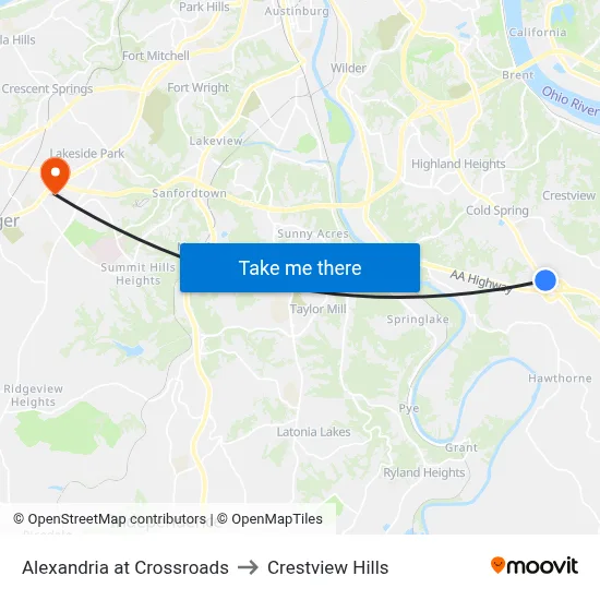 Alexandria at Crossroads to Crestview Hills map