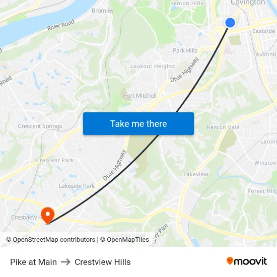 Pike at Main to Crestview Hills map