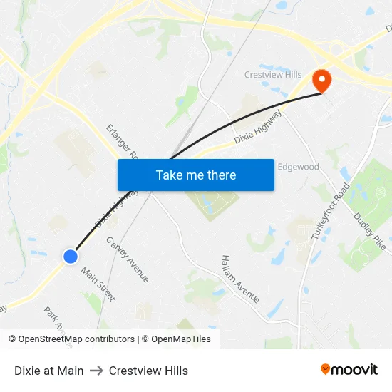 Dixie at Main to Crestview Hills map
