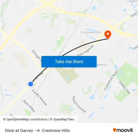 Dixie at Garvey to Crestview Hills map