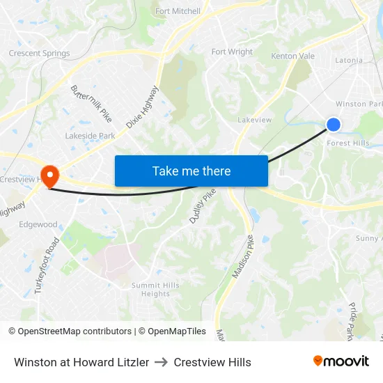 Winston at Howard Litzler to Crestview Hills map