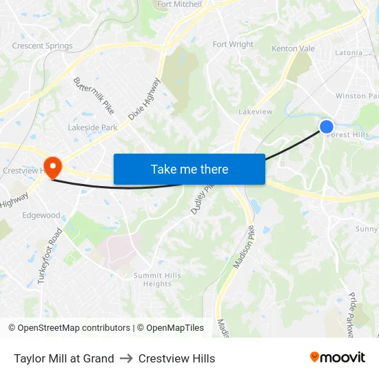 Taylor Mill at Grand to Crestview Hills map