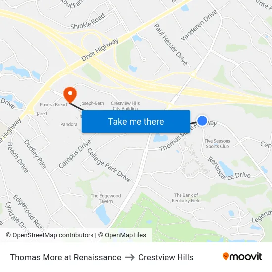 Thomas More at Renaissance to Crestview Hills map