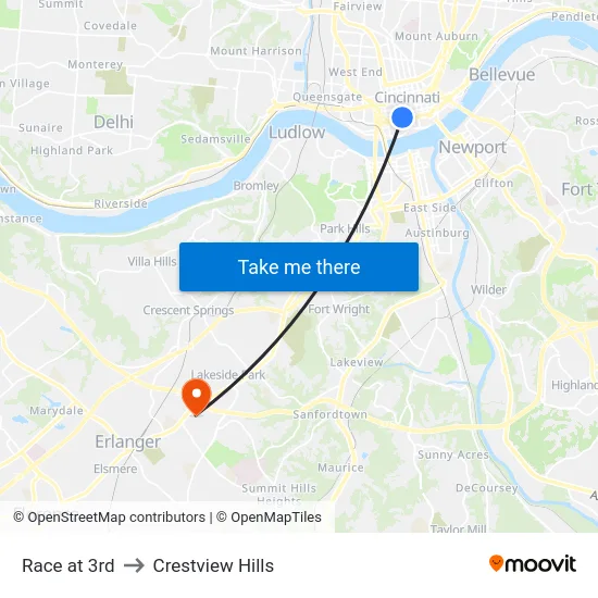 Race at 3rd to Crestview Hills map