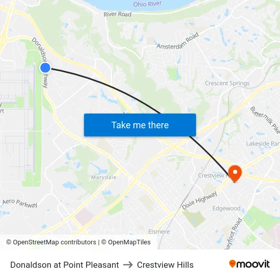 Donaldson at Point Pleasant to Crestview Hills map