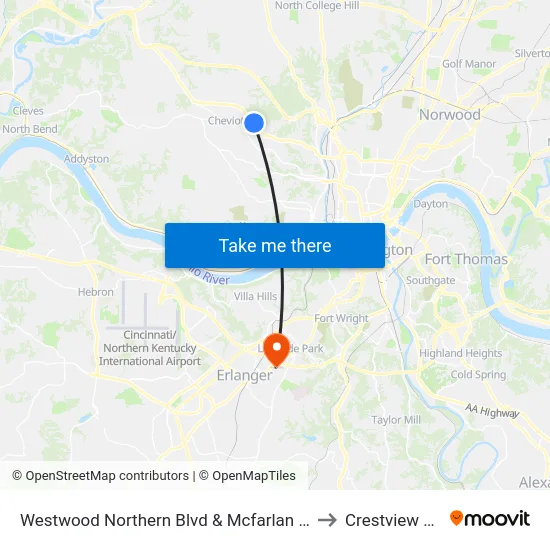 Westwood Northern Blvd & Mcfarlan Park Dr to Crestview Hills map