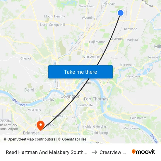 Reed Hartman And Malsbary Southbound to Crestview Hills map