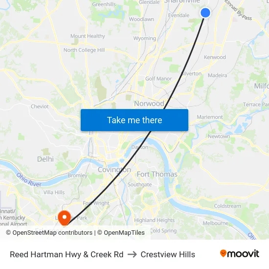 Reed Hartman Hwy & Creek Rd to Crestview Hills map
