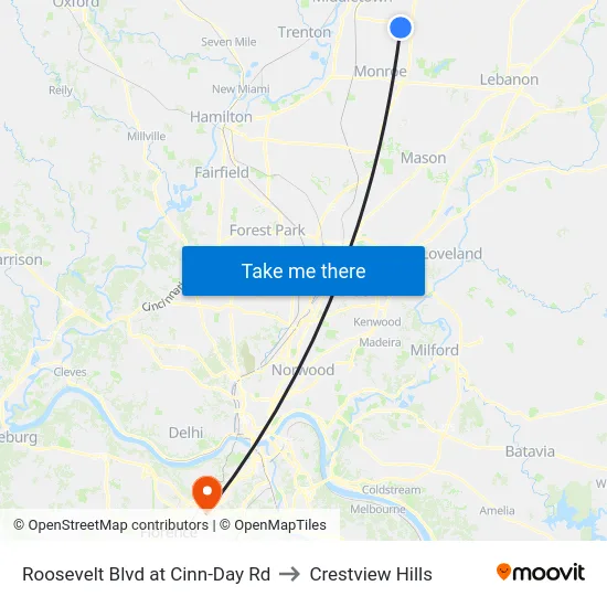Roosevelt Blvd at Cinn-Day Rd to Crestview Hills map