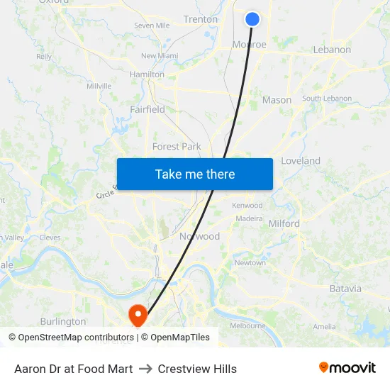 Aaron Dr at Food Mart to Crestview Hills map