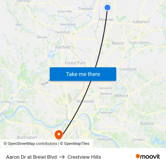 Aaron Dr at Breiel Blvd to Crestview Hills map