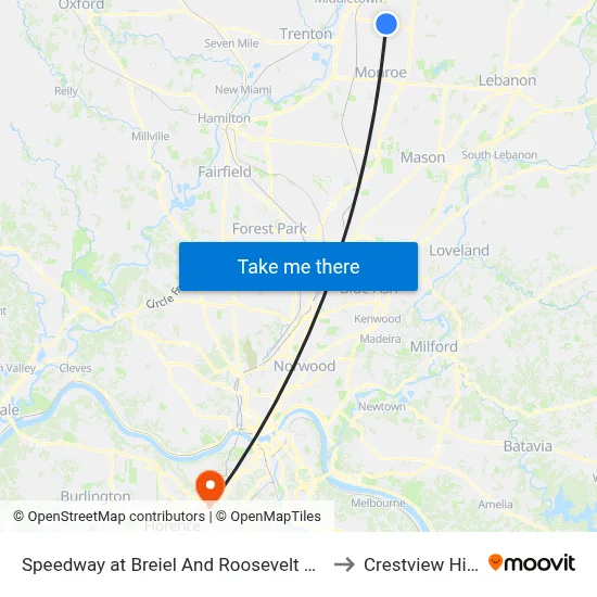 Speedway at Breiel And Roosevelt Blvd to Crestview Hills map