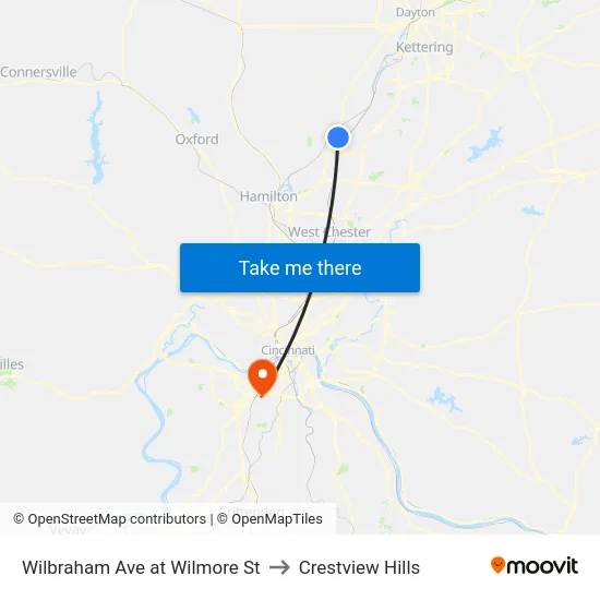 Wilbraham Ave at Wilmore St to Crestview Hills map