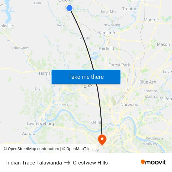 Indian Trace Talawanda to Crestview Hills map