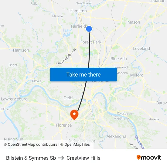 Bilstein & Symmes Sb to Crestview Hills map
