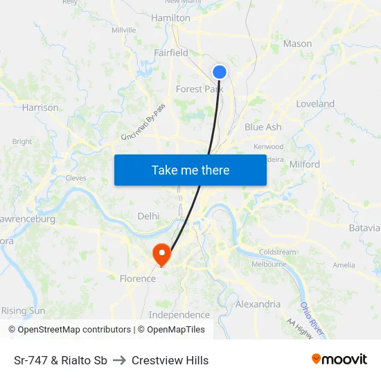 Sr-747 & Rialto Sb to Crestview Hills map