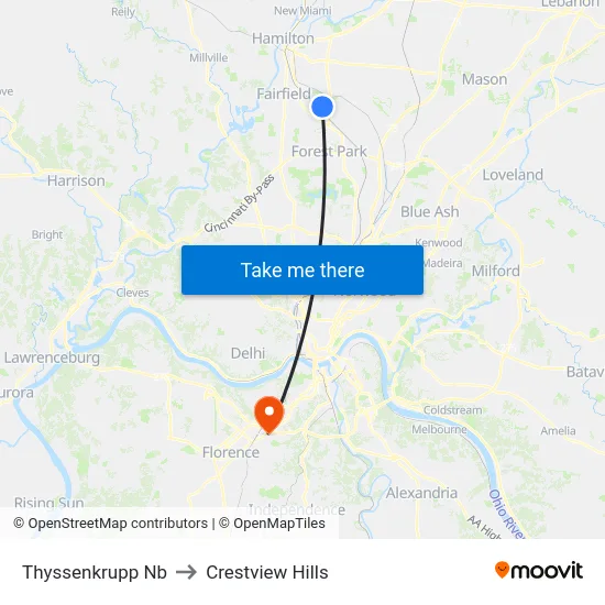 Thyssenkrupp Nb to Crestview Hills map
