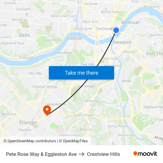 Riverside Dr & Eggleston Ave to Crestview Hills map
