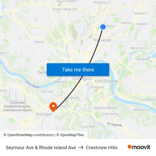 Seymour Ave & Rhode Island Ave to Crestview Hills map