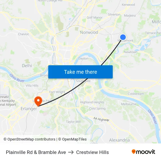 Plainville Rd & Bramble Ave to Crestview Hills map