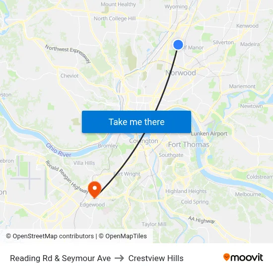 Reading Rd & Seymour Ave to Crestview Hills map