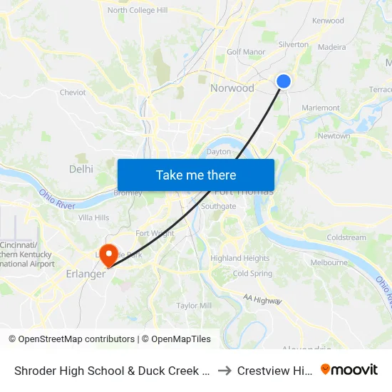 Shroder High School & Duck Creek Rd to Crestview Hills map