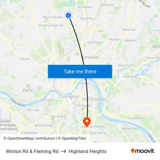 Winton Rd & Fleming Rd to Highland Heights map