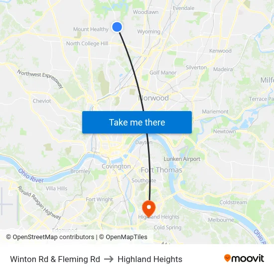 Winton Rd & Fleming Rd to Highland Heights map