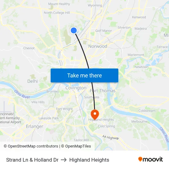 Strand Ln & Holland Dr to Highland Heights map