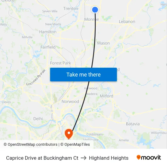 Caprice Drive at Buckingham Ct to Highland Heights map