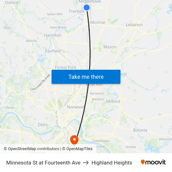 Minnesota St at Fourteenth Ave to Highland Heights map