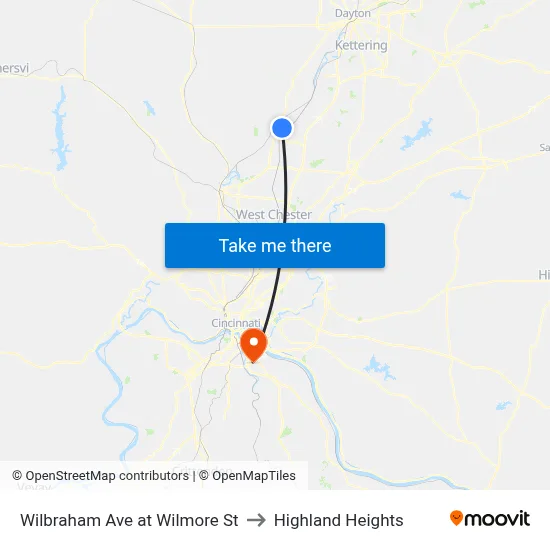 Wilbraham Ave at Wilmore St to Highland Heights map