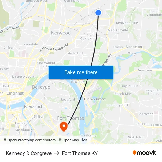 Kennedy & Congreve to Fort Thomas KY map