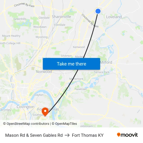 Mason Rd & Seven Gables Rd to Fort Thomas KY map