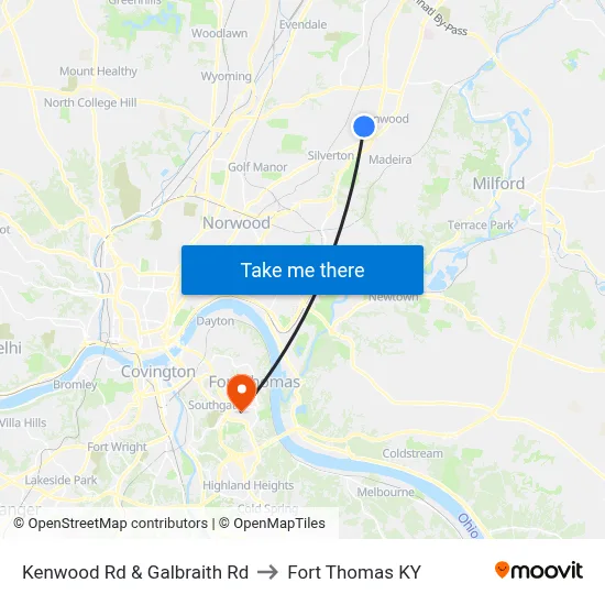 Kenwood Rd & Galbraith Rd to Fort Thomas KY map