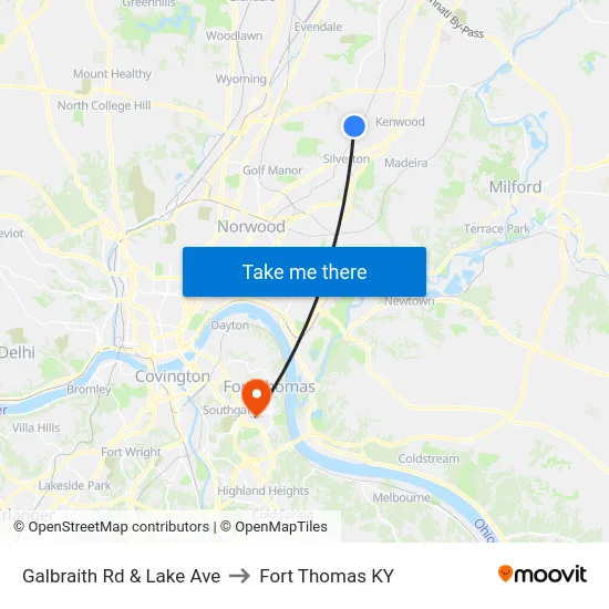 Galbraith Rd & Lake Ave to Fort Thomas KY map
