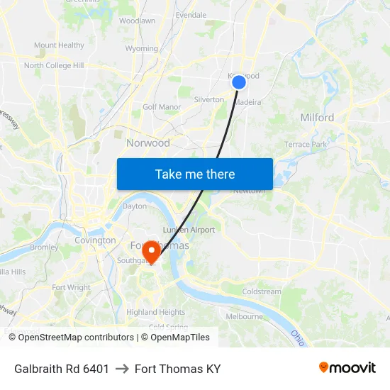 Galbraith Rd 6401 to Fort Thomas KY map
