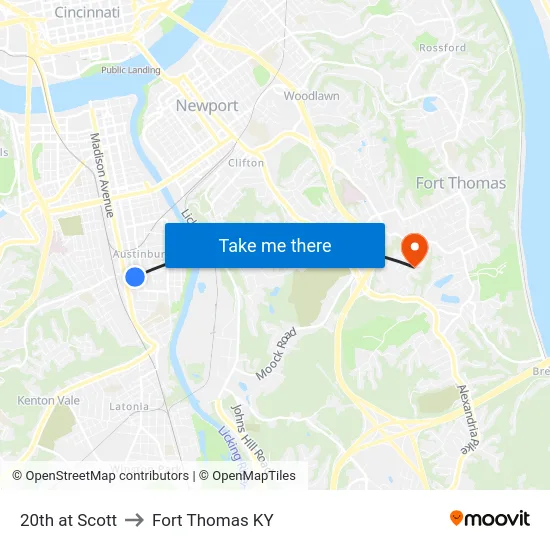 20th at Scott to Fort Thomas KY map