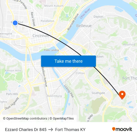 Ezzard Charles Dr 845 to Fort Thomas KY map