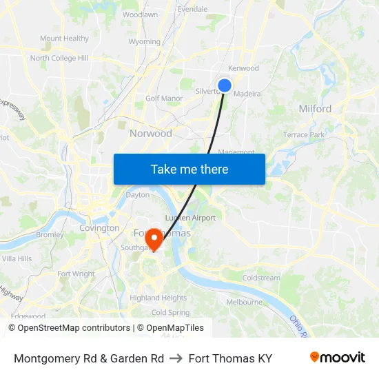 Montgomery Rd & Garden Rd to Fort Thomas KY map