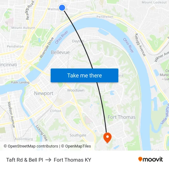 Taft Rd & Bell Pl to Fort Thomas KY map