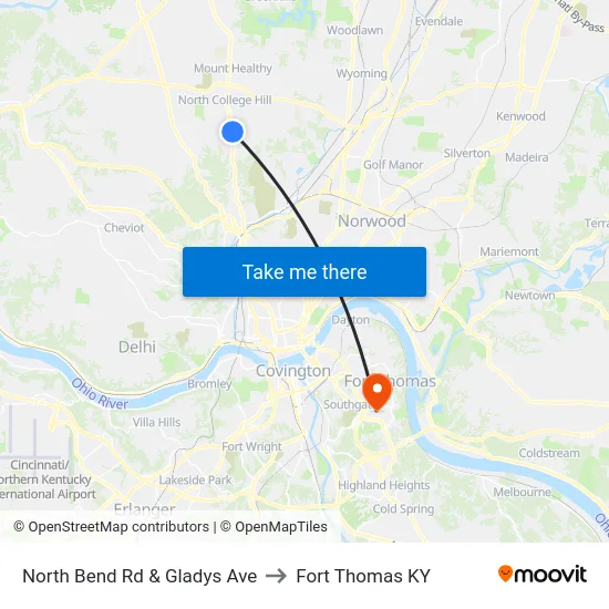 North Bend Rd & Gladys Ave to Fort Thomas KY map