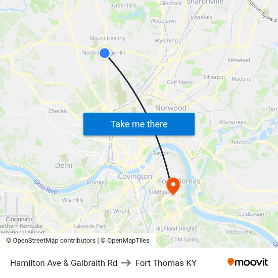 Hamilton Ave & Galbraith Rd to Fort Thomas KY map