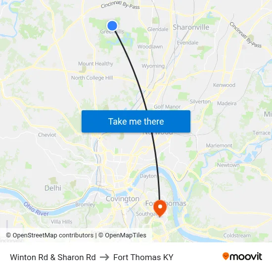Winton Rd & Sharon Rd to Fort Thomas KY map