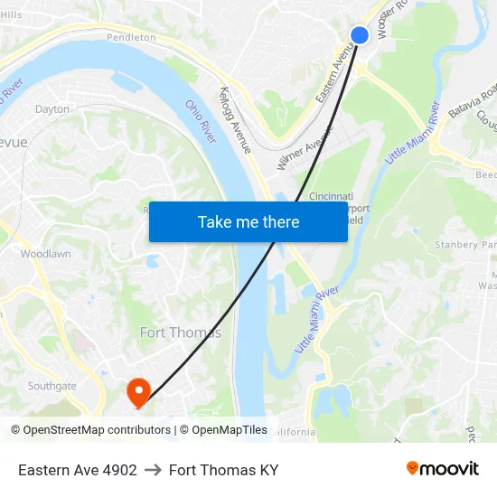 Eastern Ave 4902 to Fort Thomas KY map