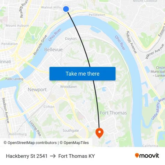 Hackberry St 2541 to Fort Thomas KY map