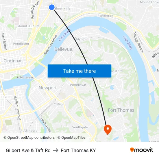Gilbert Ave & Taft Rd to Fort Thomas KY map
