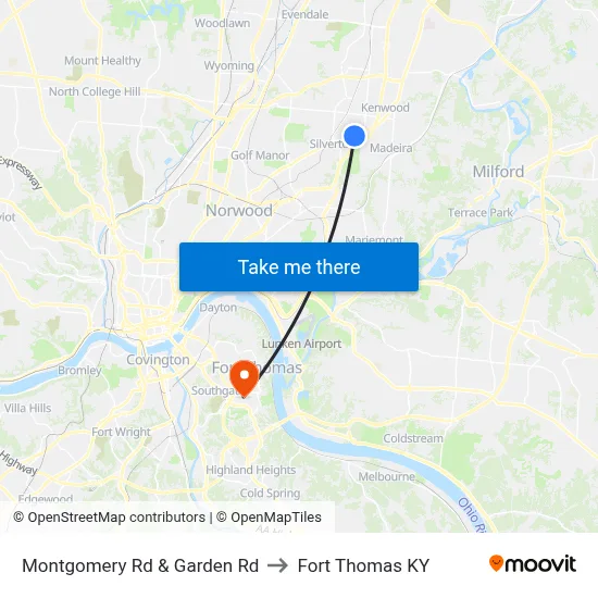 Montgomery Rd & Garden Rd to Fort Thomas KY map